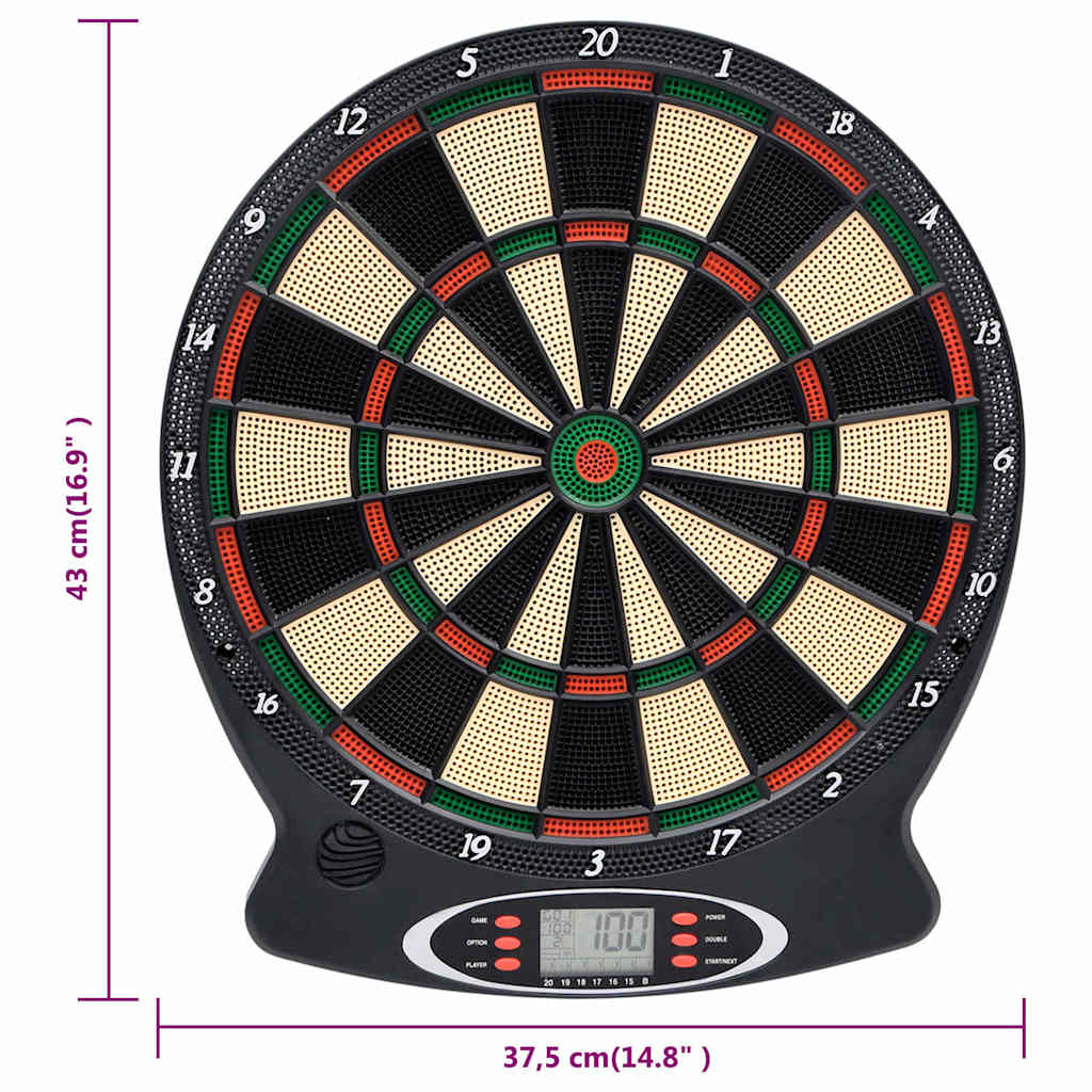 93581 vidaXL Electric Dartboard with Darts Black Polypropylene