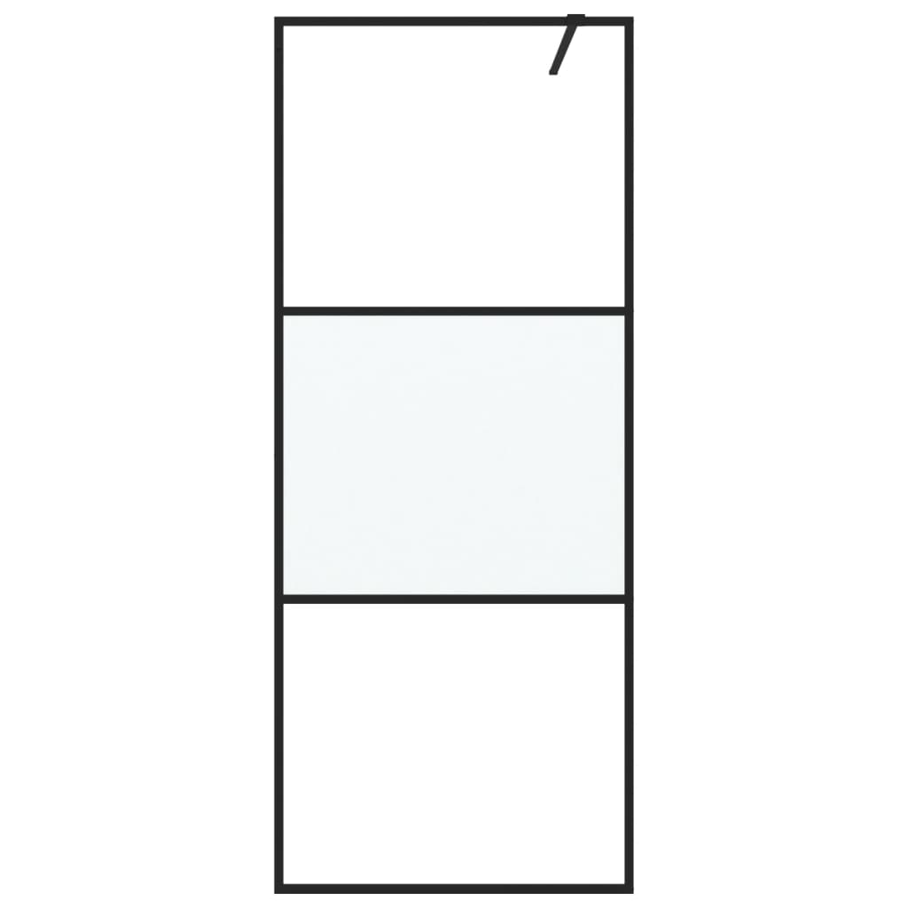 Walk-in Shower Wall Black 80x195 cm Half Frosted ESG Glass