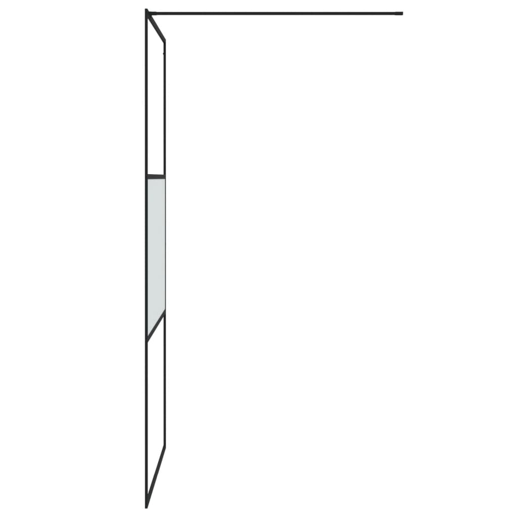 Walk-in Shower Wall Black 100x195 cm Half Frosted ESG Glass