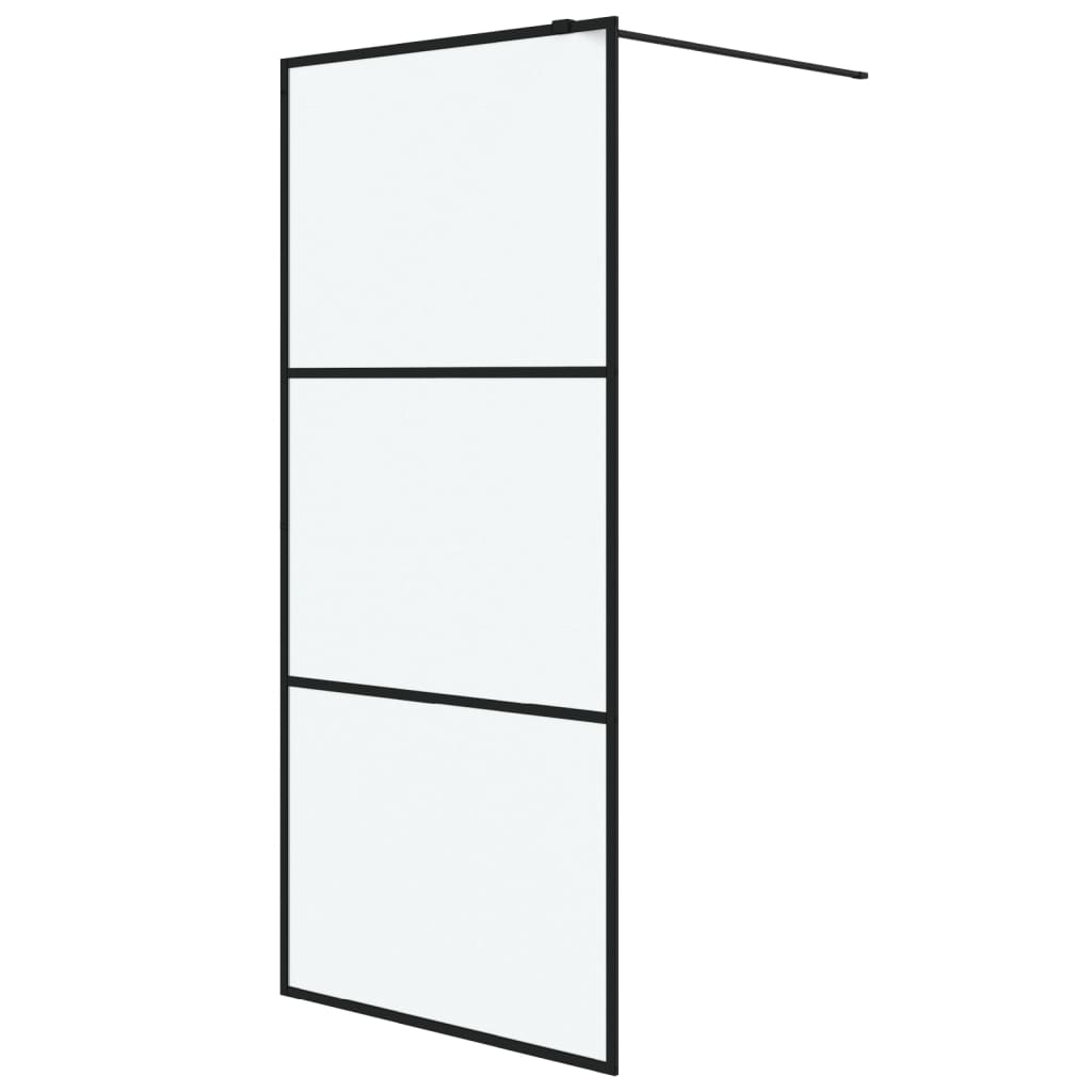 Walk-in Shower Wall Black 90x195 cm Frosted ESG Glass