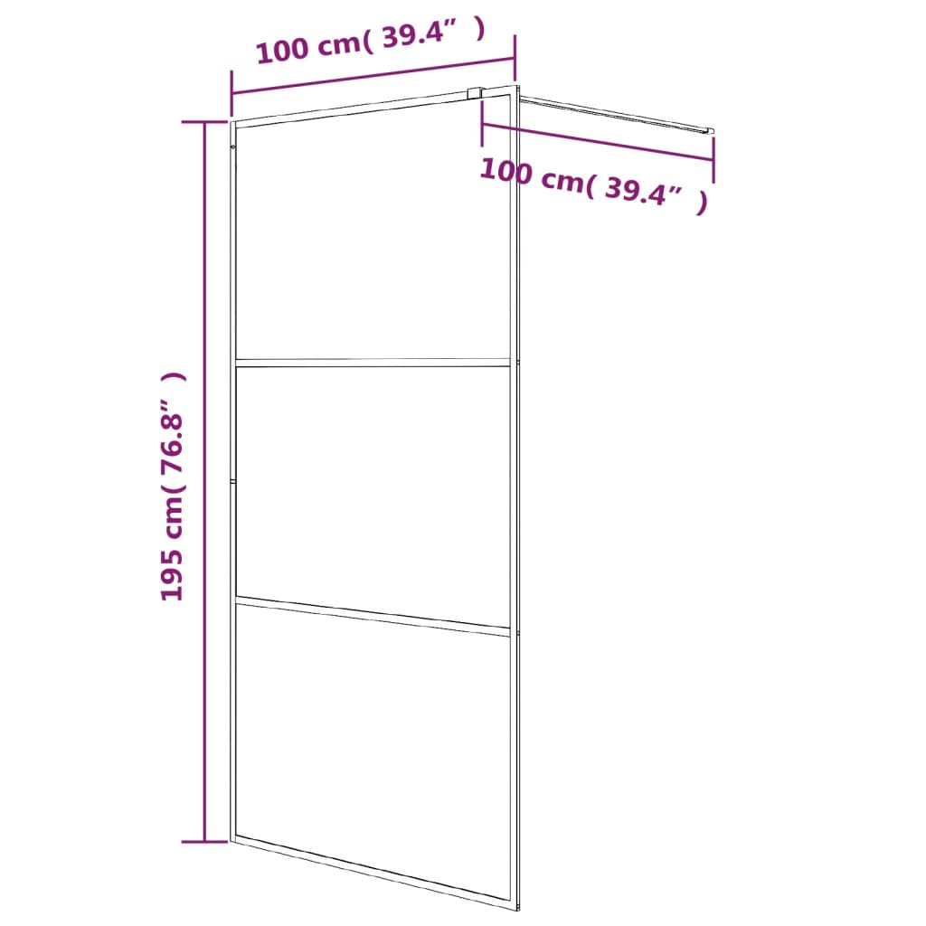 Walk-in Shower Wall White 100x195 cm Clear ESG Glass