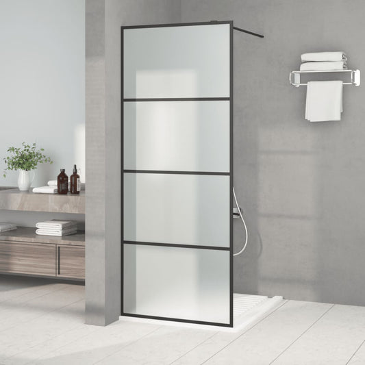 Walk-in Shower Wall Black 80x195 cm Frosted ESG Glass