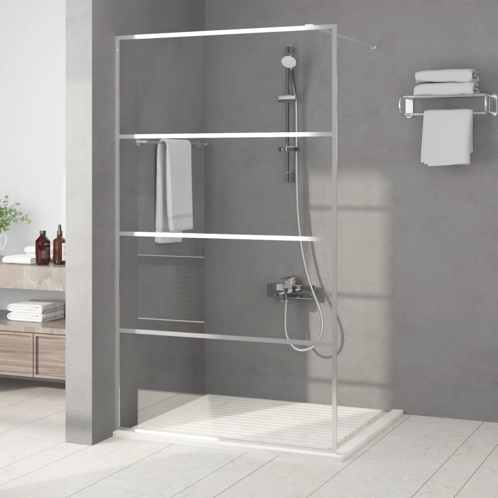 Walk-in Shower Wall Silver 115x195 cm Clear ESG Glass