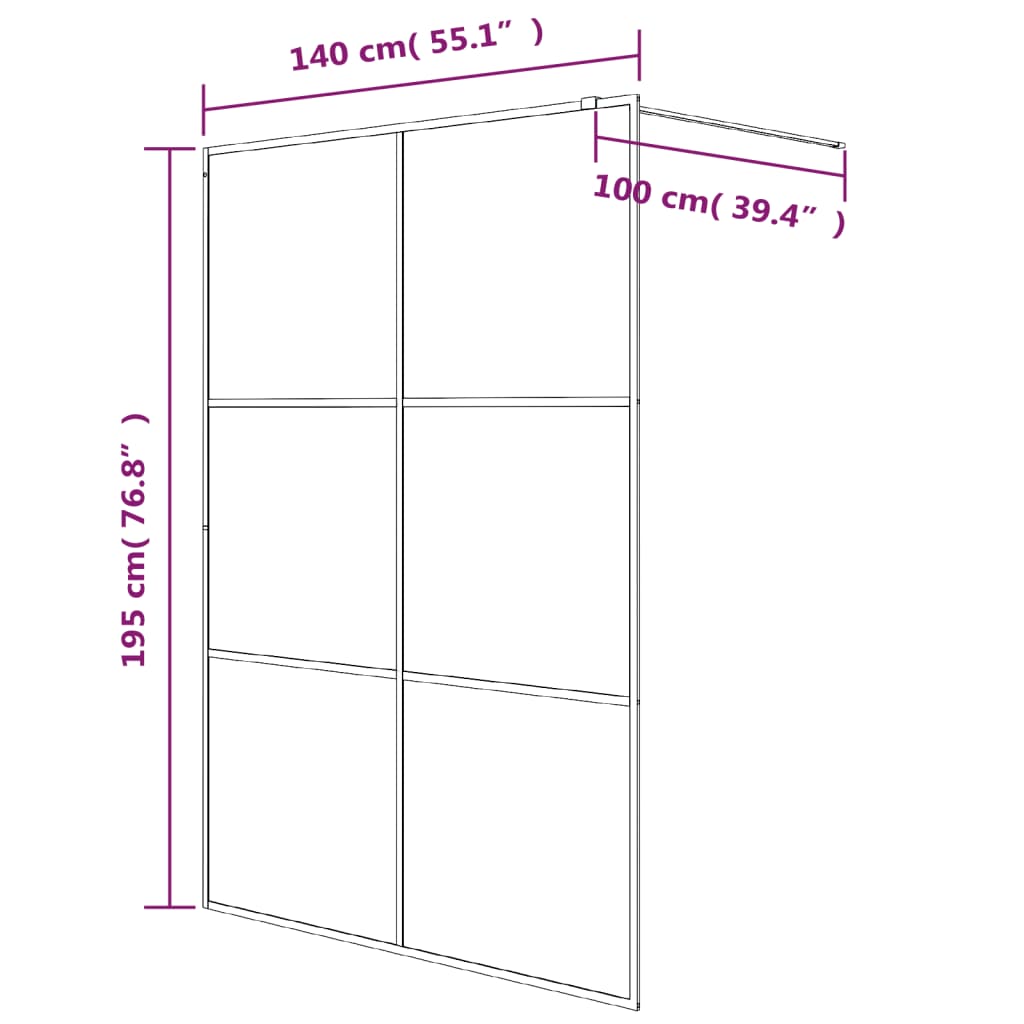 Walk-in Shower Wall White 140x195 cm Clear ESG Glass