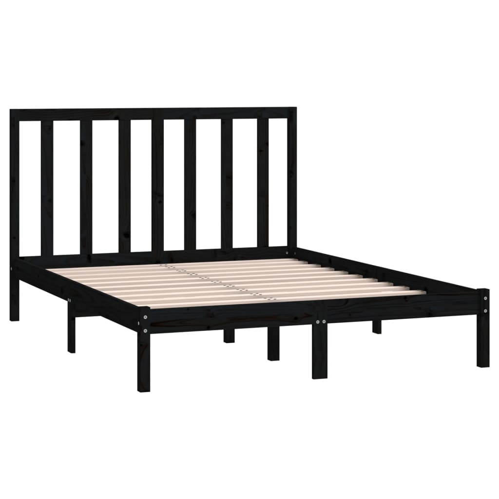 vidaXL Bed Frame without Mattress Black 140x190 cm Solid Wood Pine