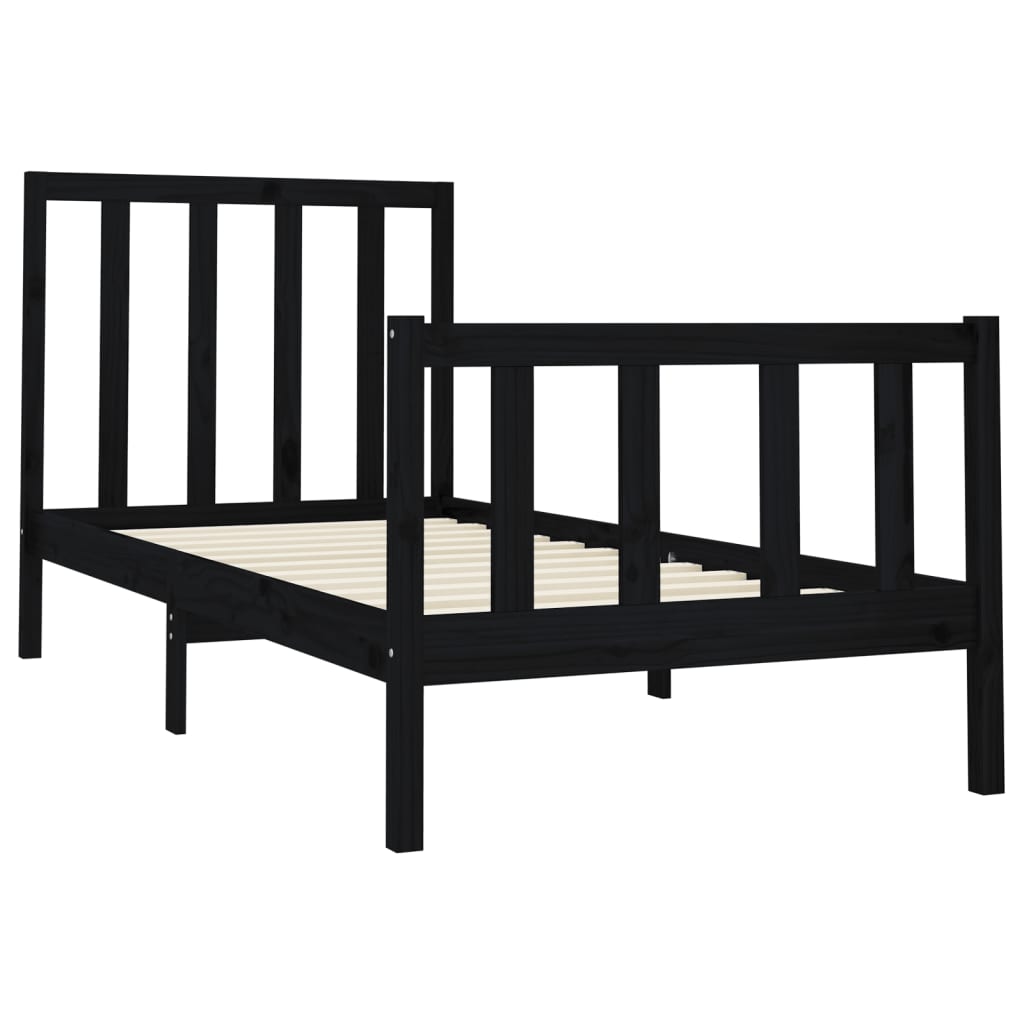 vidaXL Bed Frame without Mattress Black 100x200 cm Solid Wood Pine