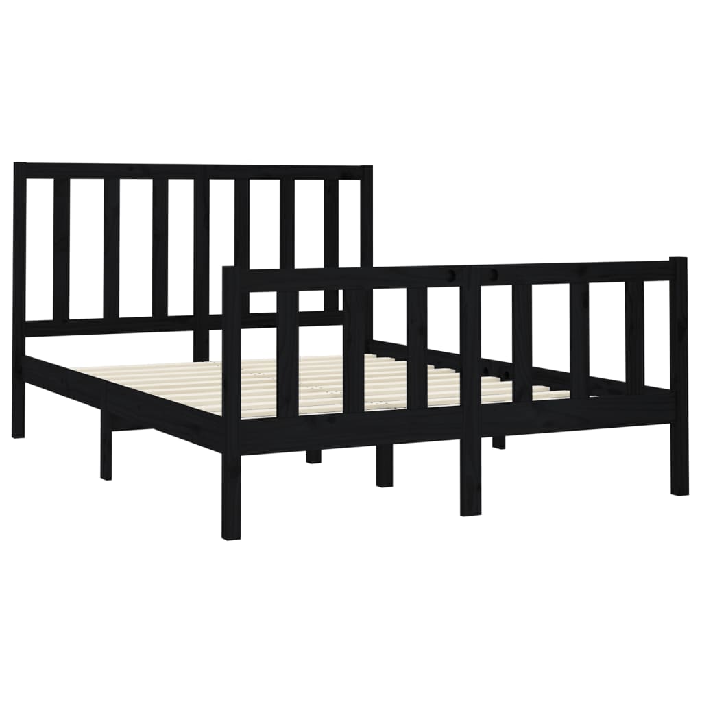 vidaXL Bed Frame without Mattress Black 140x200 cm Solid Wood Pine