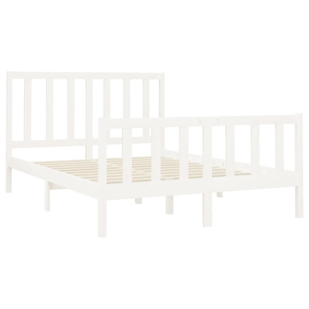 vidaXL Bed Frame without Mattress White 150x200 cm King Size Solid Wood Pine