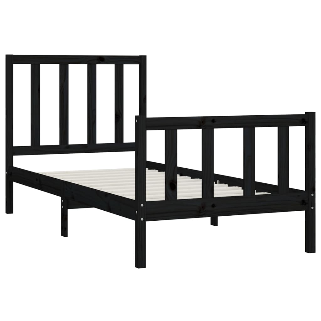 vidaXL Bed Frame without Mattress Black 100x200 cm Solid Wood