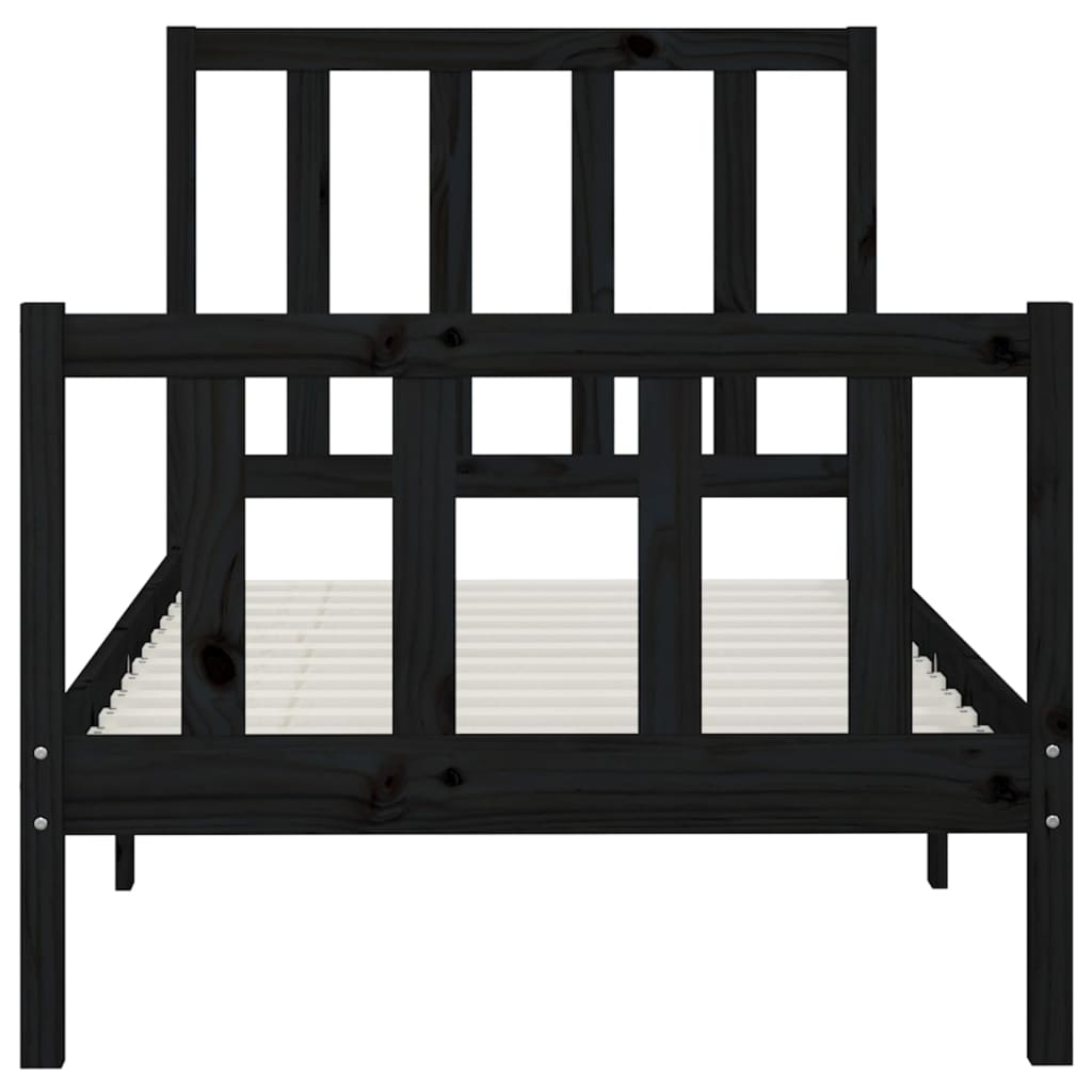 vidaXL Bed Frame without Mattress Black 100x200 cm Solid Wood