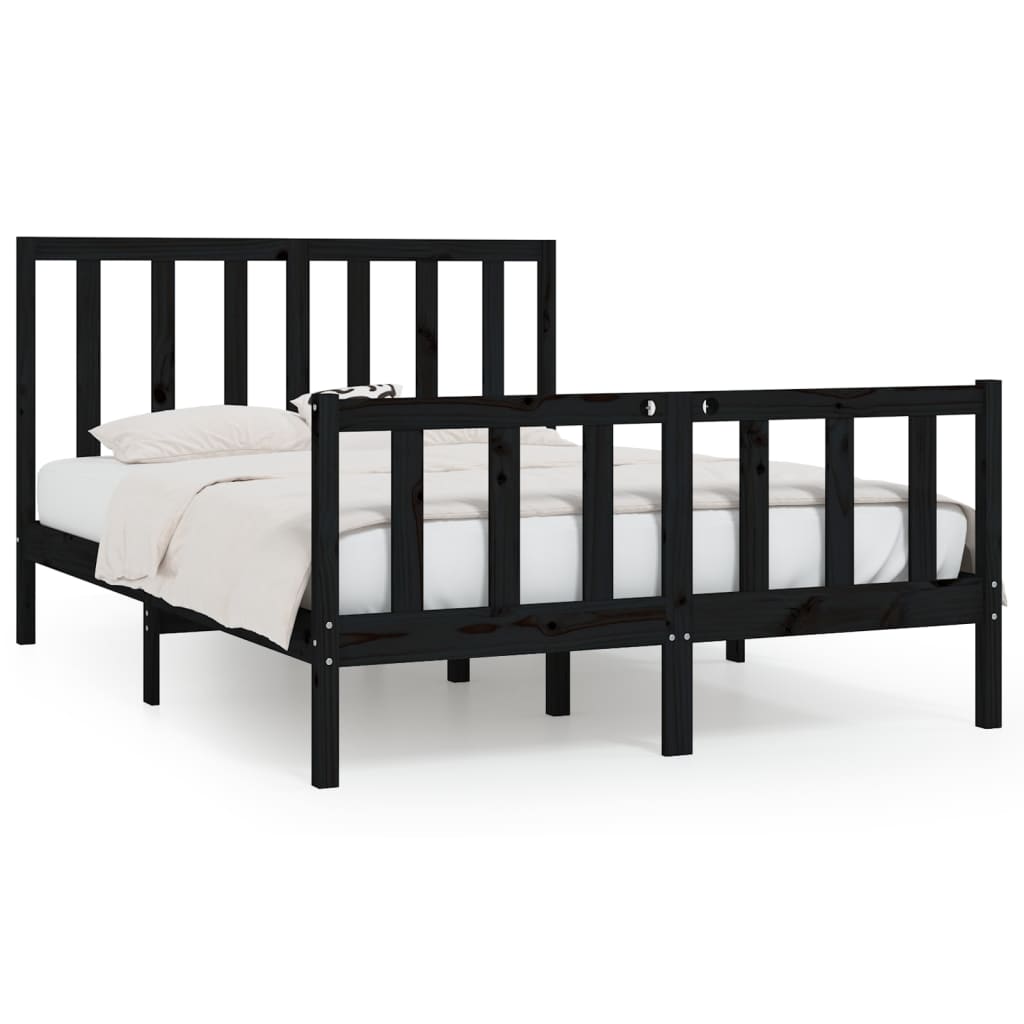 vidaXL Bed Frame without Mattress Black 140x200 cm Solid Wood