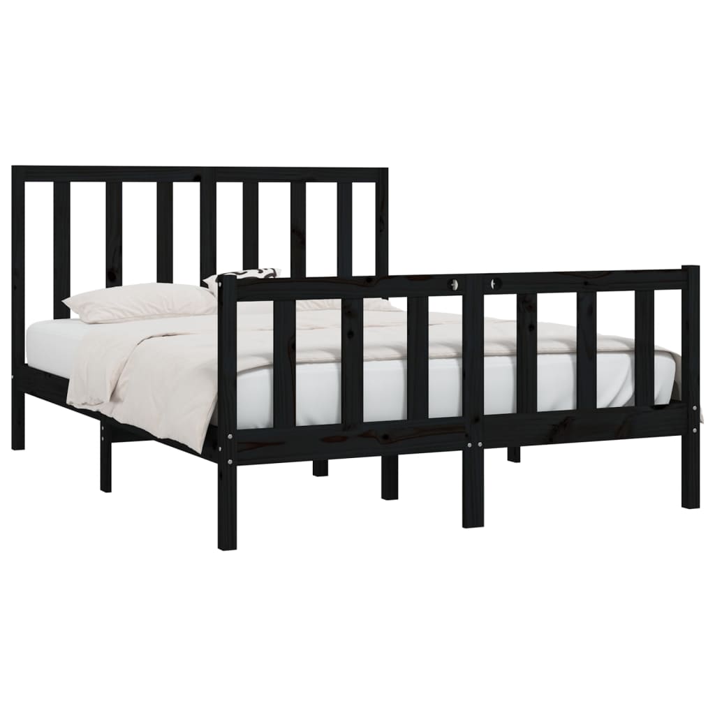 vidaXL Bed Frame without Mattress Black 140x200 cm Solid Wood