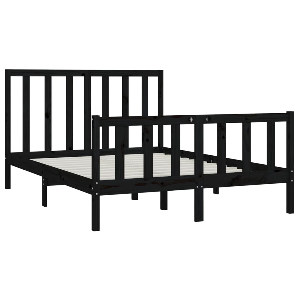 vidaXL Bed Frame without Mattress Black 140x200 cm Solid Wood