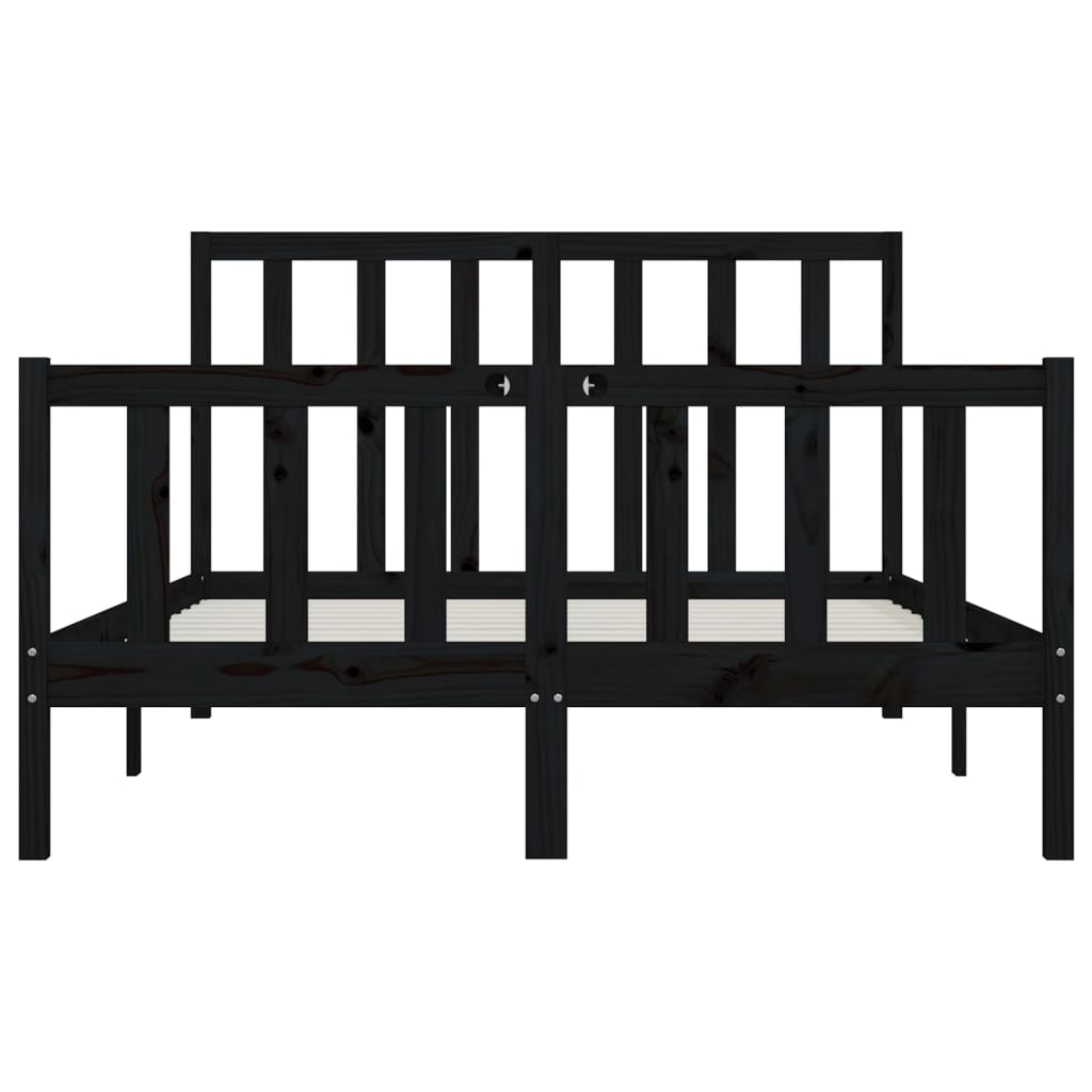 vidaXL Bed Frame without Mattress Black 140x200 cm Solid Wood