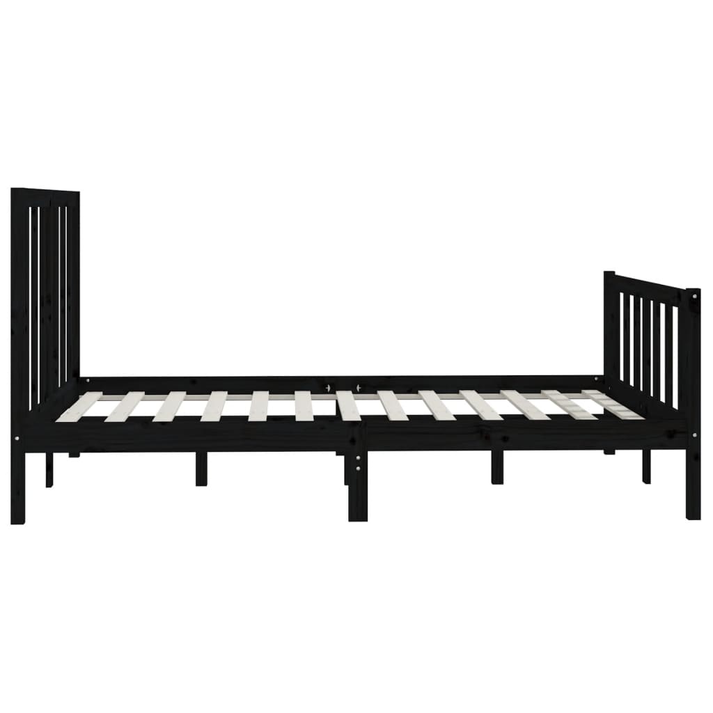 vidaXL Bed Frame without Mattress Black 140x200 cm Solid Wood