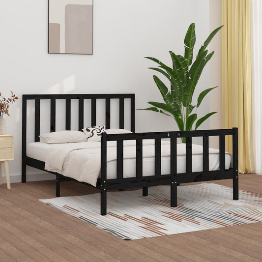 vidaXL Bed Frame without Mattress Black 140x200 cm Solid Wood