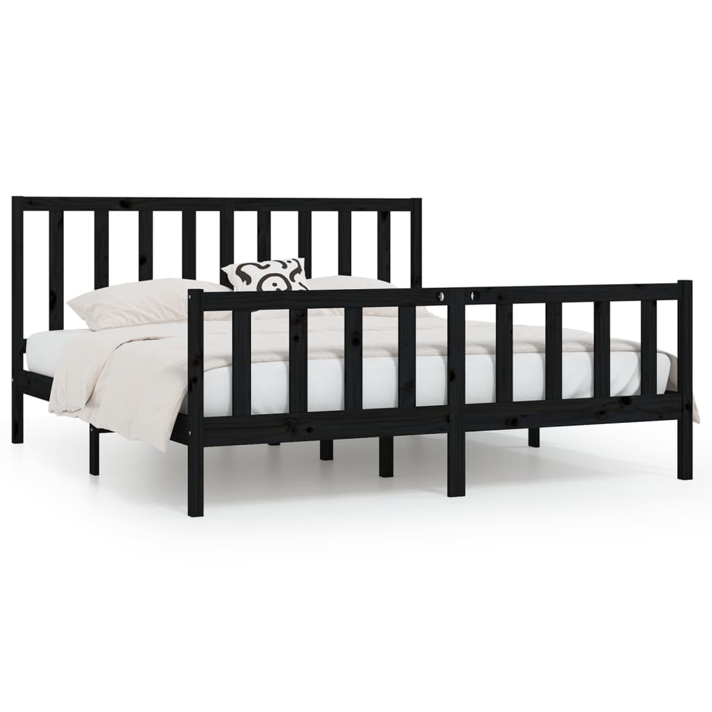 vidaXL Bed Frame without Mattress Black 200x200 cm Solid Wood