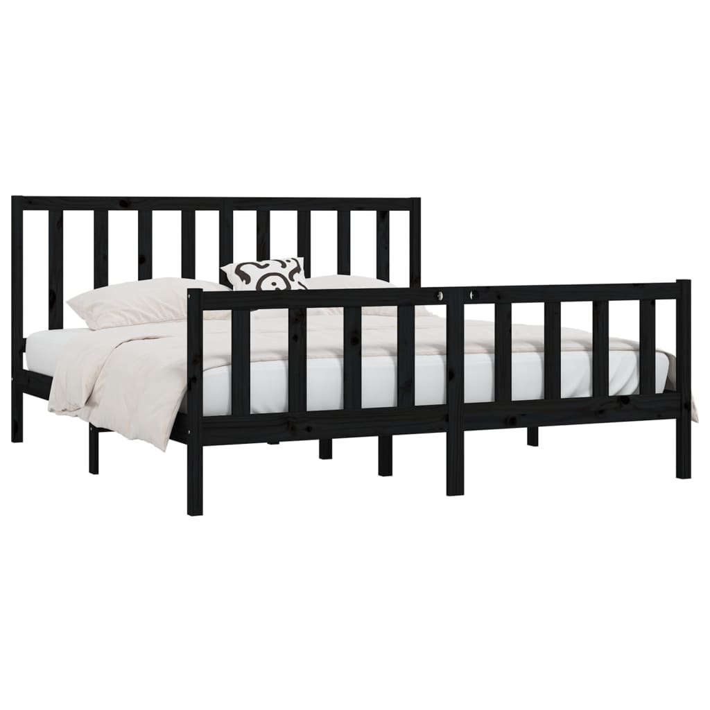 vidaXL Bed Frame without Mattress Black 200x200 cm Solid Wood