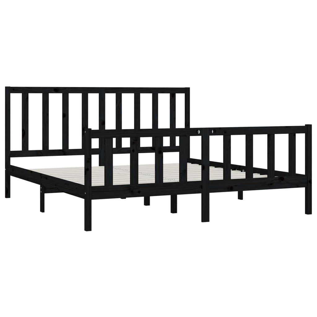 vidaXL Bed Frame without Mattress Black 200x200 cm Solid Wood