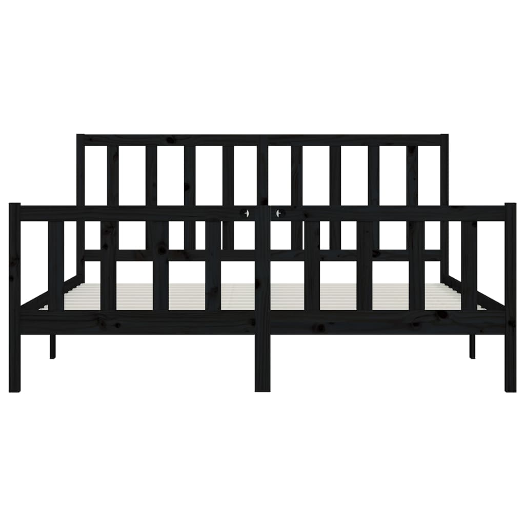 vidaXL Bed Frame without Mattress Black 200x200 cm Solid Wood