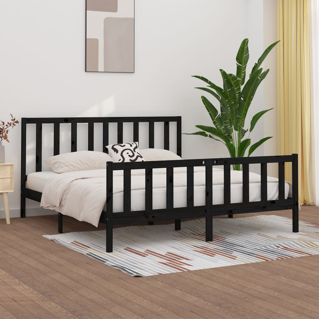 vidaXL Bed Frame without Mattress Black 200x200 cm Solid Wood