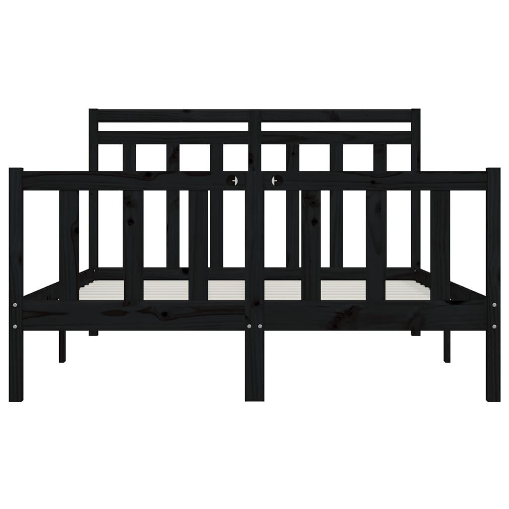 vidaXL Bed Frame without Mattress Black Solid Wood Pine 140x200 cm