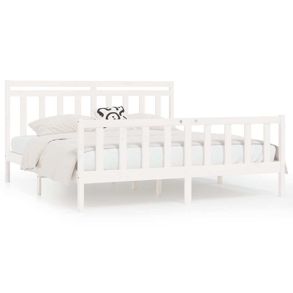 vidaXL Bed Frame without Mattress White Solid Wood Pine 200x200 cm