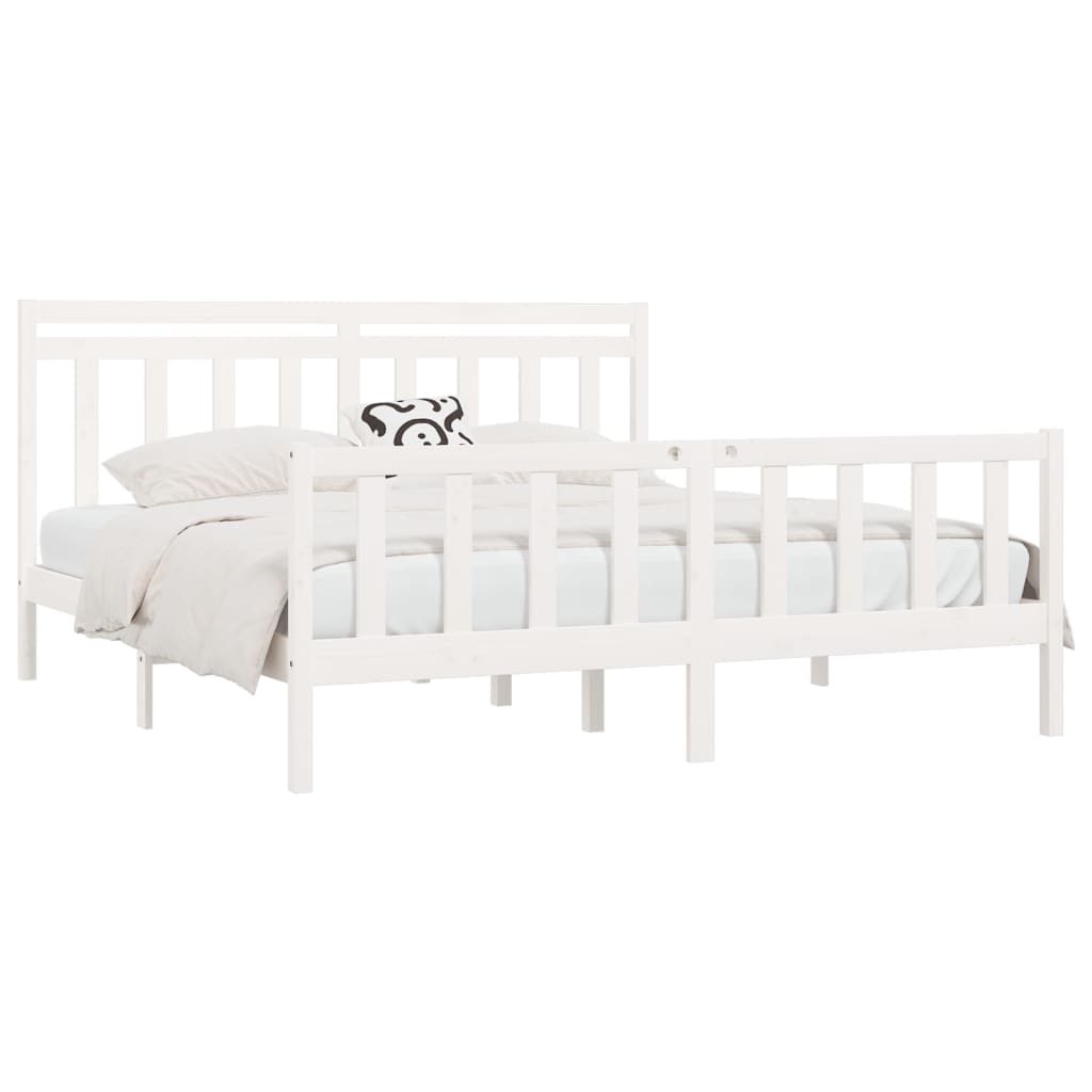 vidaXL Bed Frame without Mattress White Solid Wood Pine 200x200 cm