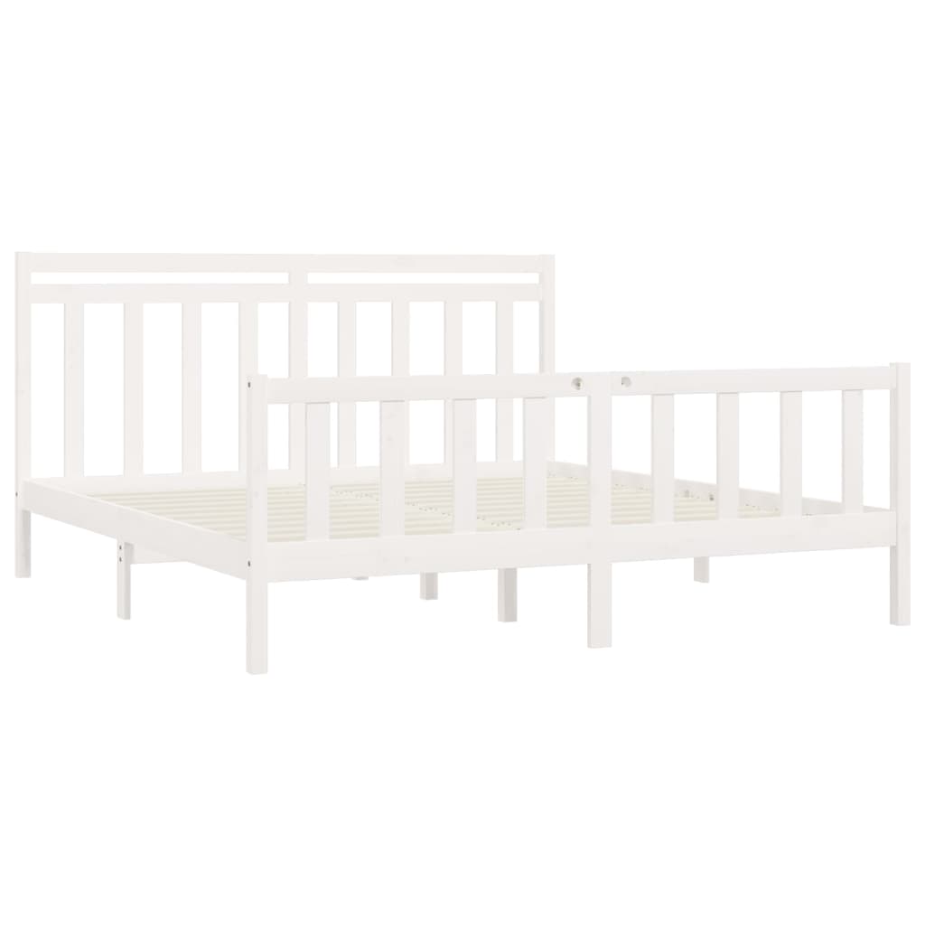 vidaXL Bed Frame without Mattress White Solid Wood Pine 200x200 cm