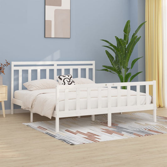 vidaXL Bed Frame without Mattress White Solid Wood Pine 200x200 cm