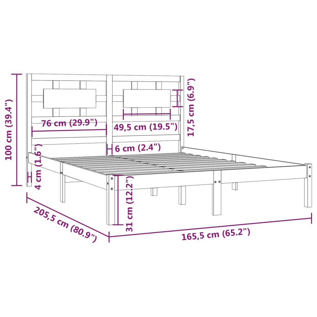 vidaXL Bed Frame without Mattress White 160x200 cm Solid Wood Pine