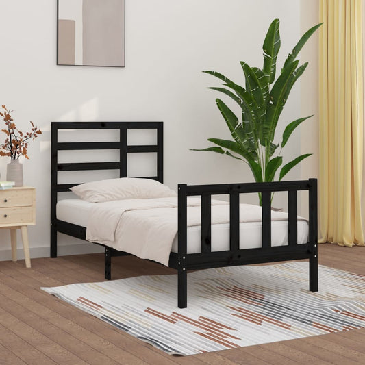 vidaXL Bed Frame without Mattress Black 90x200 cm Solid Wood Pine