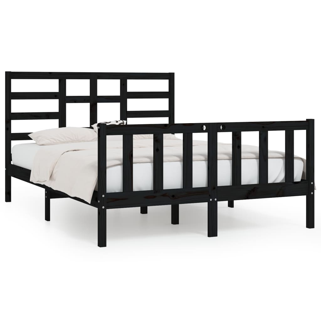 vidaXL Bed Frame without Mattress Black 120x200 cm Solid Wood Pine