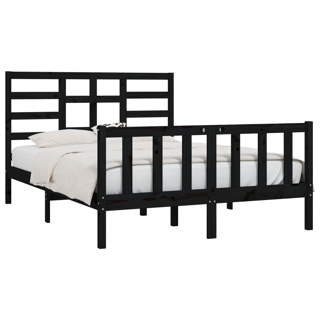 vidaXL Bed Frame without Mattress Black 120x200 cm Solid Wood Pine