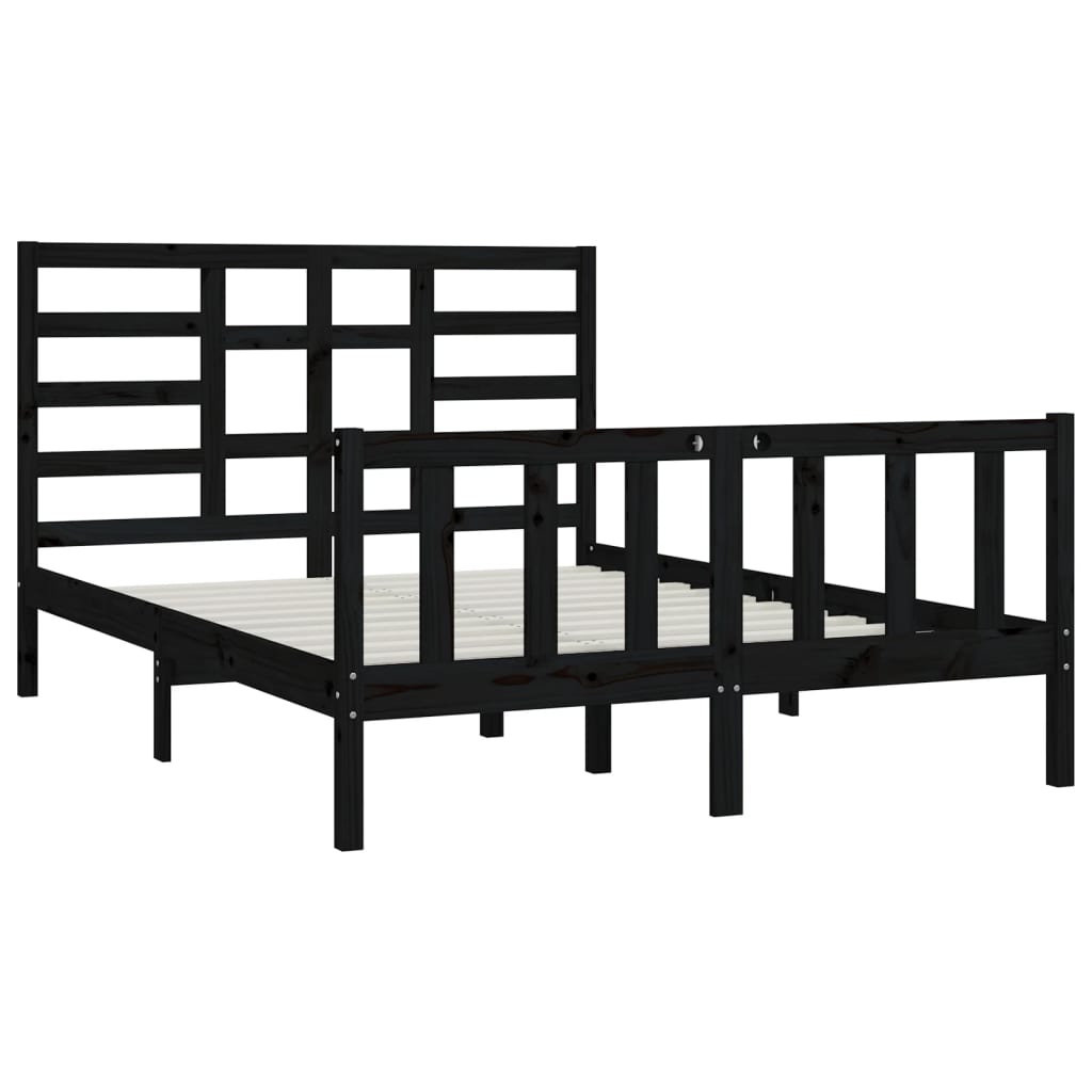 vidaXL Bed Frame without Mattress Black 120x200 cm Solid Wood Pine