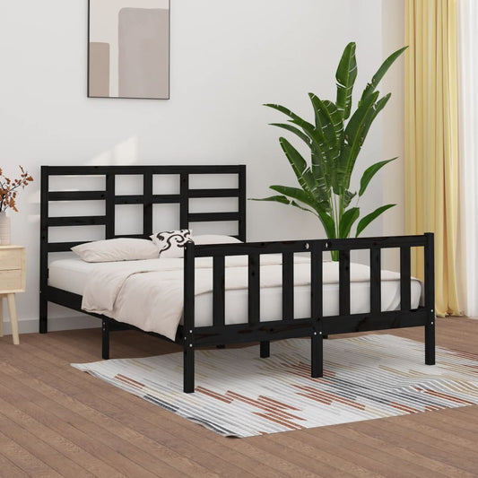 vidaXL Bed Frame without Mattress Black 120x200 cm Solid Wood Pine