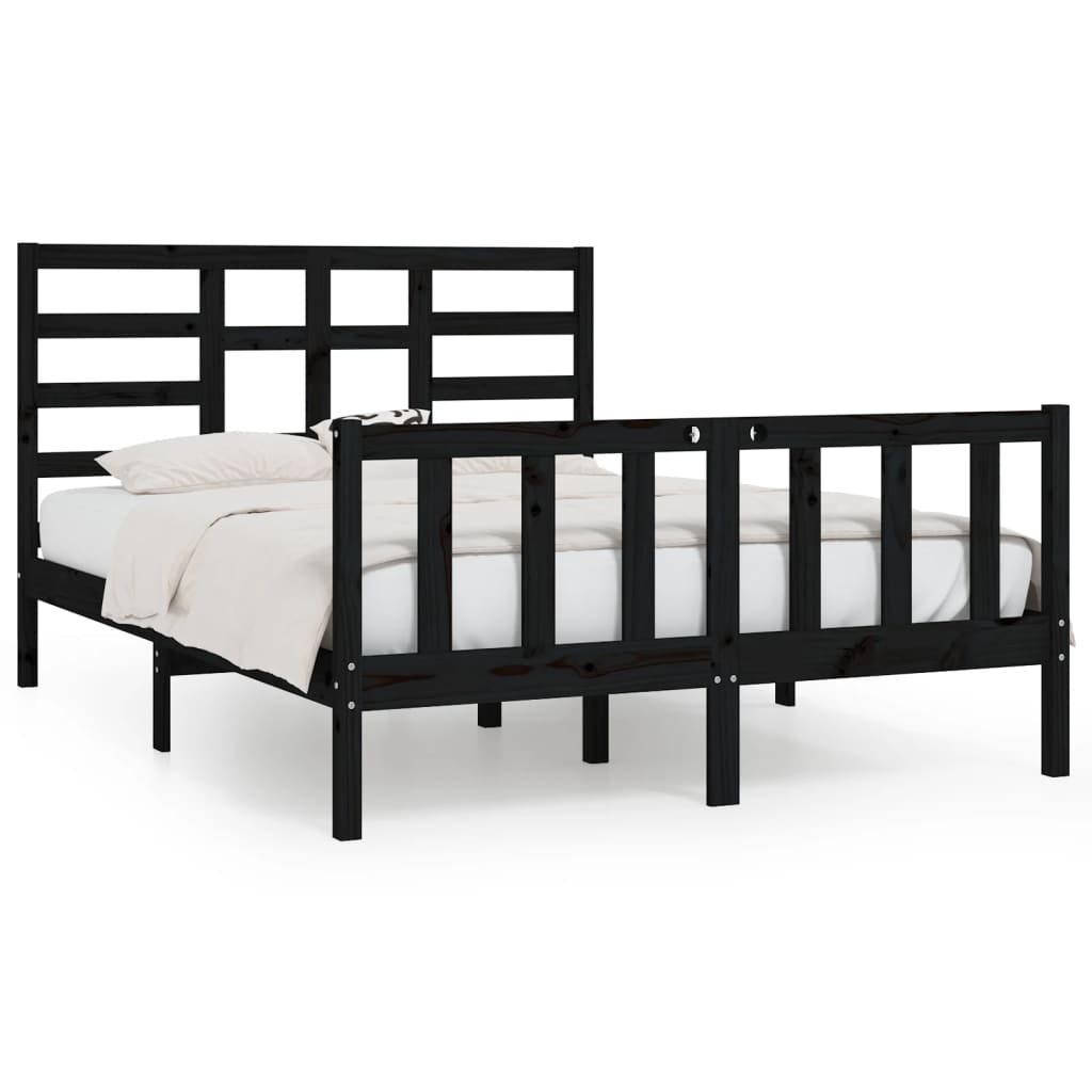 vidaXL Bed Frame without Mattress Black 140x200 cm Solid Wood Pine