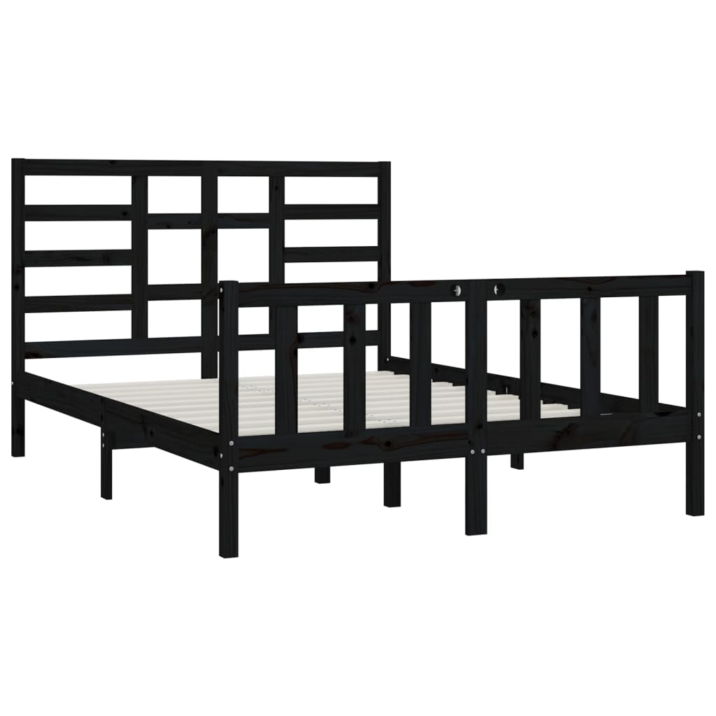 vidaXL Bed Frame without Mattress Black 140x200 cm Solid Wood Pine