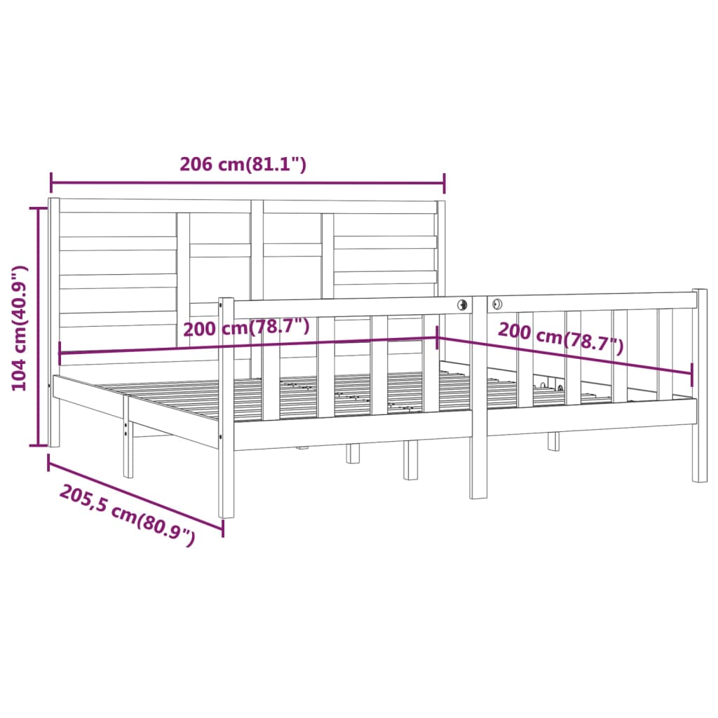 vidaXL Bed Frame without Mattress 200x200 cm Solid Wood Pine