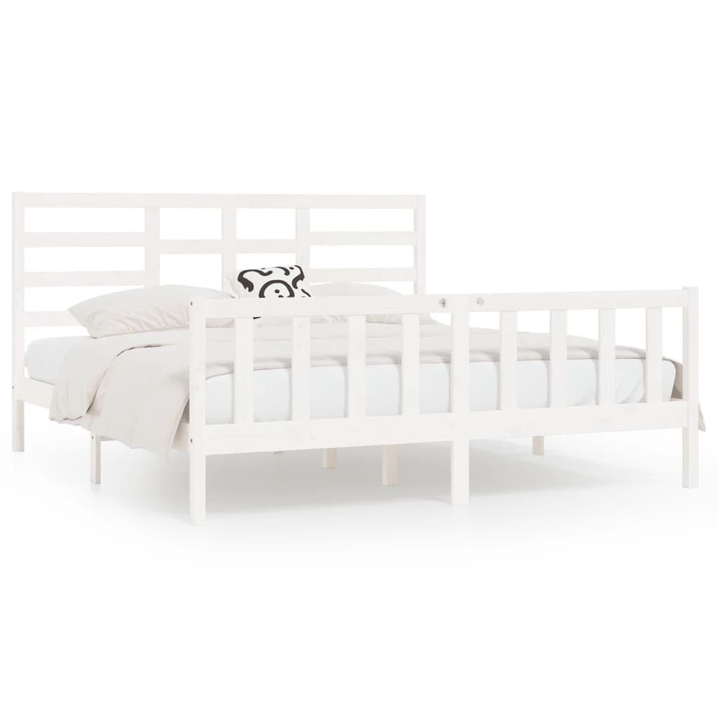 vidaXL Bed Frame without Mattress White 200x200 cm Solid Wood Pine