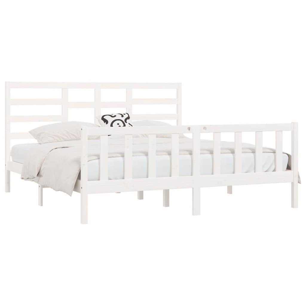 vidaXL Bed Frame without Mattress White 200x200 cm Solid Wood Pine