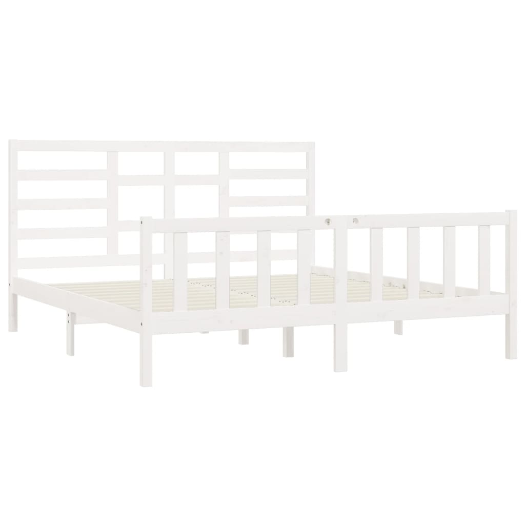 vidaXL Bed Frame without Mattress White 200x200 cm Solid Wood Pine