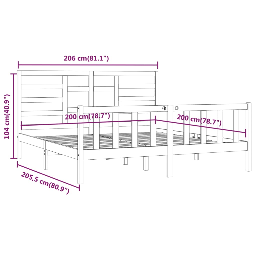 vidaXL Bed Frame without Mattress White 200x200 cm Solid Wood Pine