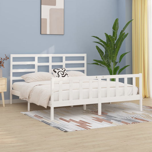 vidaXL Bed Frame without Mattress White 200x200 cm Solid Wood Pine