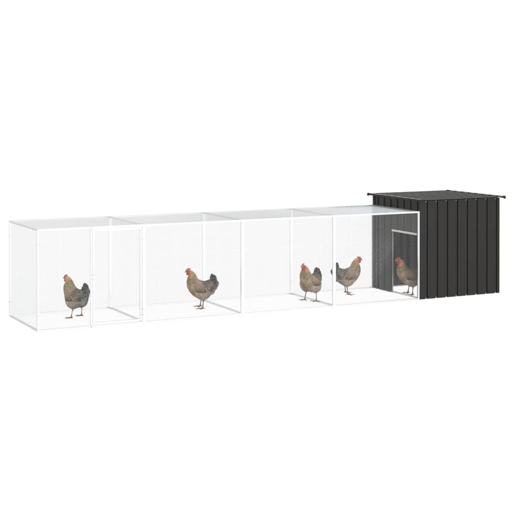 vidaXL Chicken Cage Anthracite 500x91x100 cm Galvanised Steel