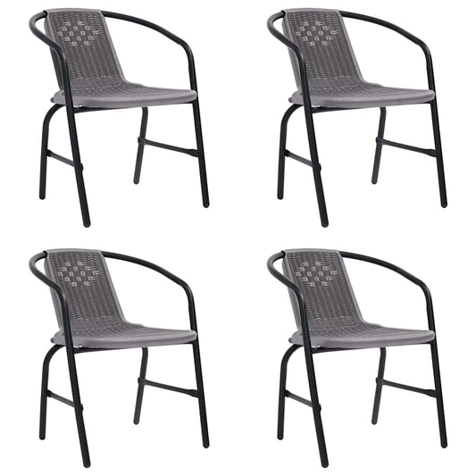 Garden Chairs 4 pcs Plastic Rattan and Steel 110 kg