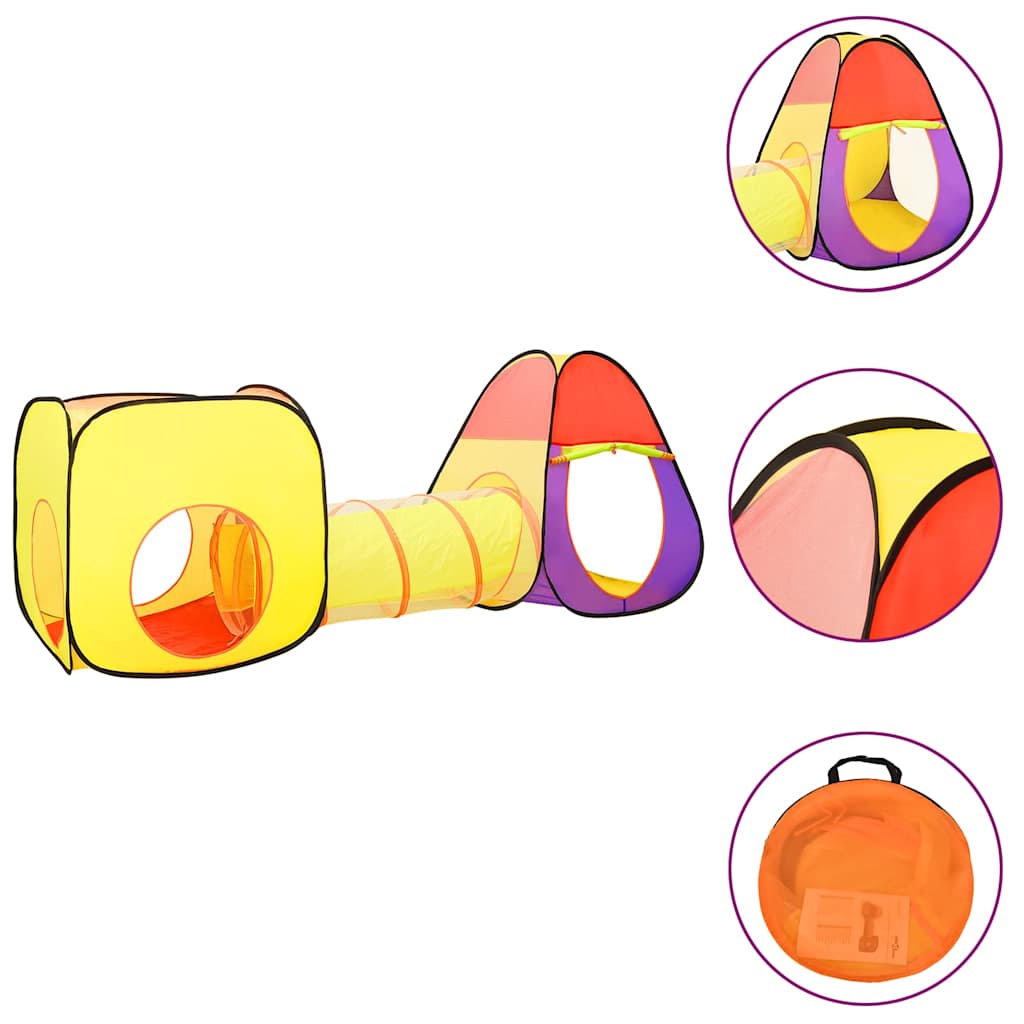 vidaXL Children Play Tent with 250 Balls Multicolour 255x80x100 cm