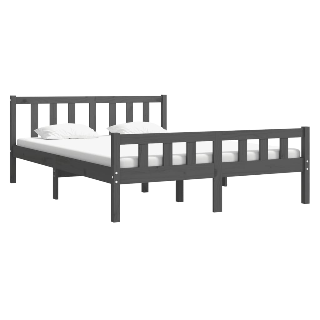 Bed Frame | Grey | Solid Pine Wood | Double | Durable | Bed Frame