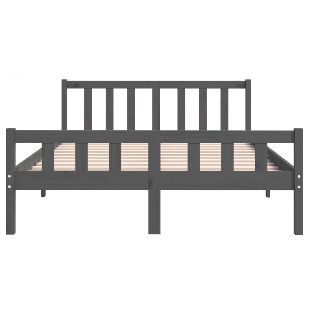 Bed Frame | Grey | Solid Pine Wood | Double | Durable | Bed Frame