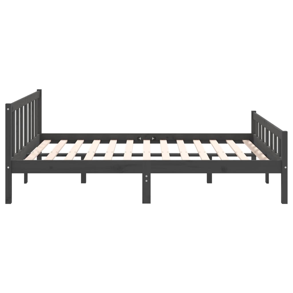 Bed Frame | Grey | Solid Pine Wood | Double | Durable | Bed Frame
